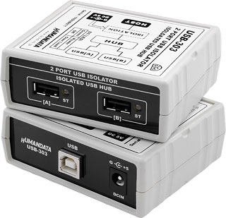2ポートUSBアイソレータ（絶縁型HUB）　USB-303