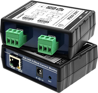 2CH 独立絶縁型 LAN 4-20mA 電流モニタ　LNX-006A